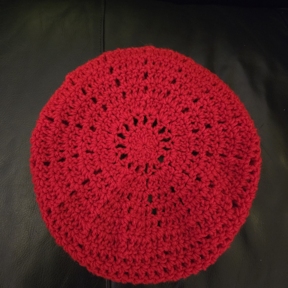 Handmade Red Crochet Beret